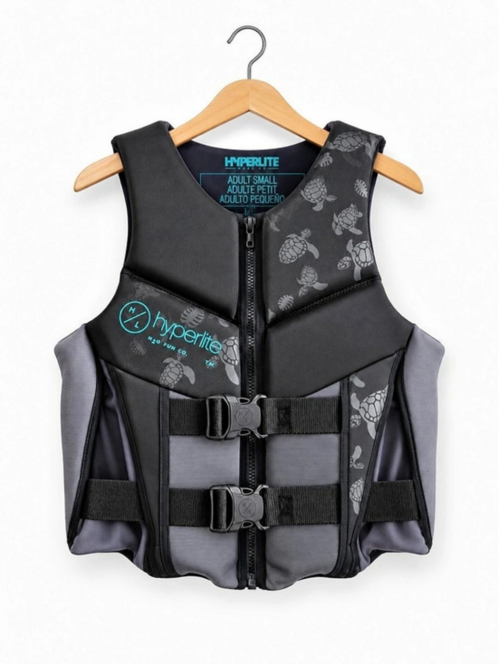Hyperlite Women’s Small Sea Turtle Life Jacket Black Gray Water Sports Vest
